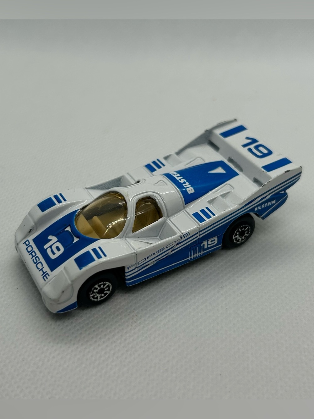 Vintage MC Toy Porsche 956 Bilstein Race Car No 19 Diecast White/Blue Exc Macau